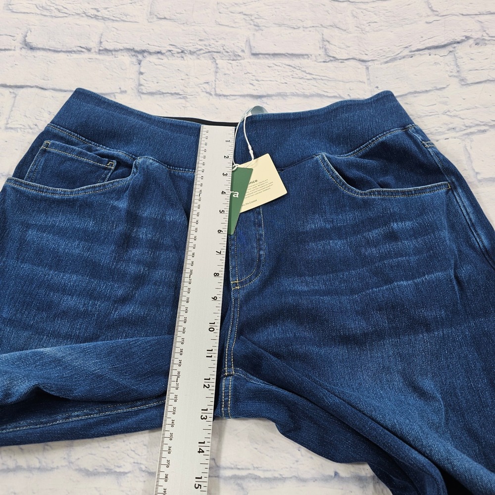 Halara Wide Leg Flex Denim Pants Womens XL Petite Blue Dark Wash Pull On Stretch - Picture 4 of 11